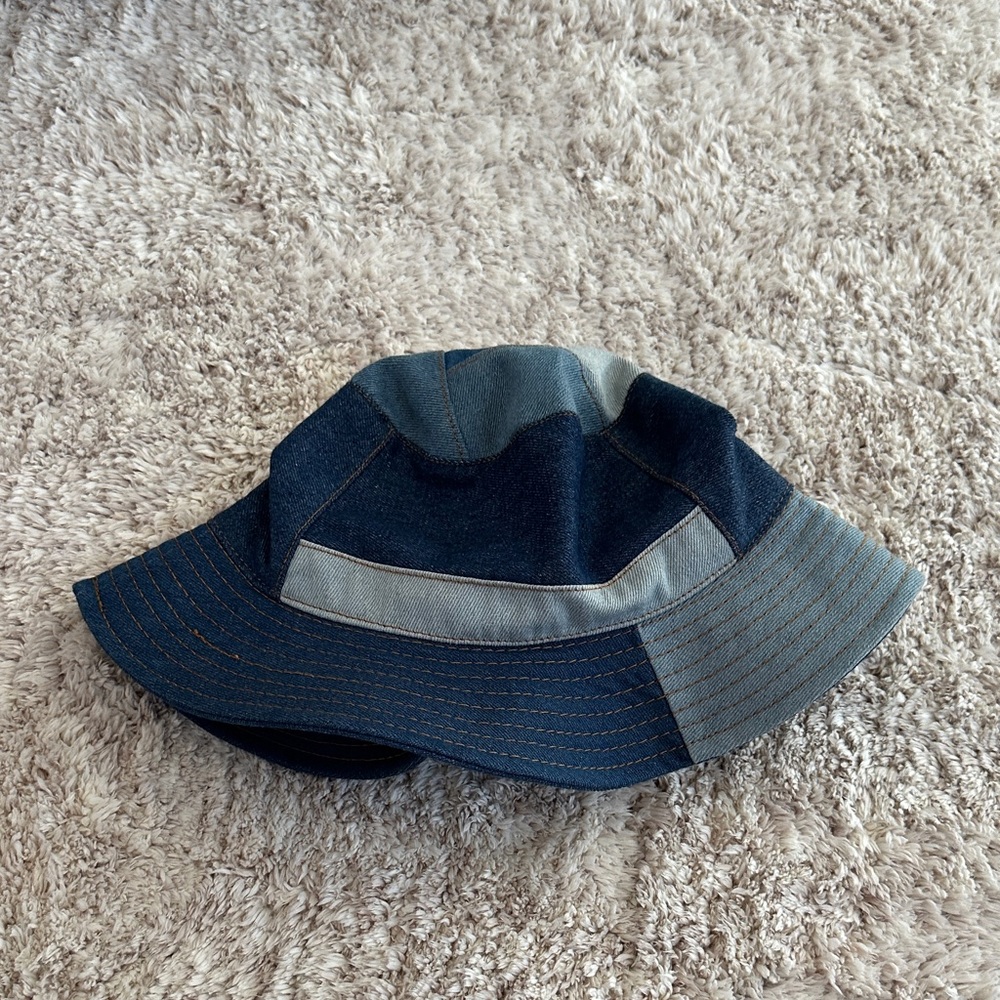 Chic Understated Leather Blue Denim Bucket Hat for Women